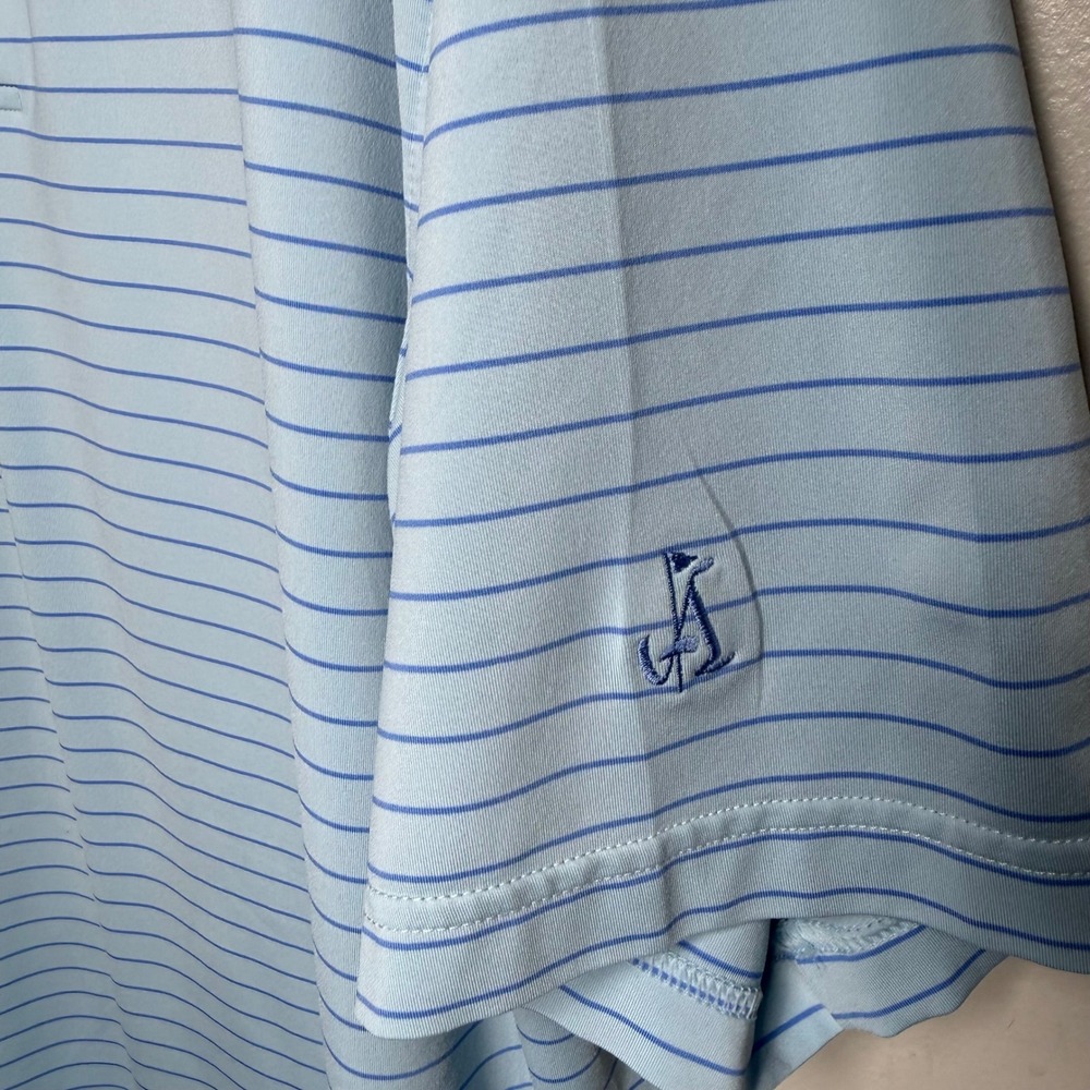 Peter Millar Summer Comfort Mens XL Blue Striped Performance Polo Golf Shirt - Picture 2 of 6